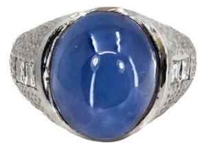 Late 20th Century Platinum Star Sapphire Ring, Size 5.75