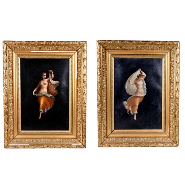 Italian School Artist, Night and Day, 19th Century, Oil Paintings, Framed, Set of 2 For Sale - Image 6 of 7