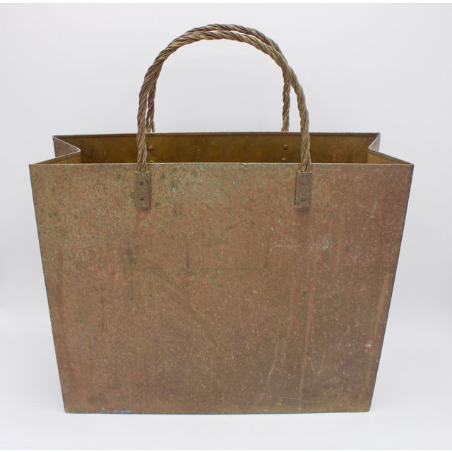 Mid Century Modern Brass Tote Bag Magazine Rack For Sale - Image 11 of 11