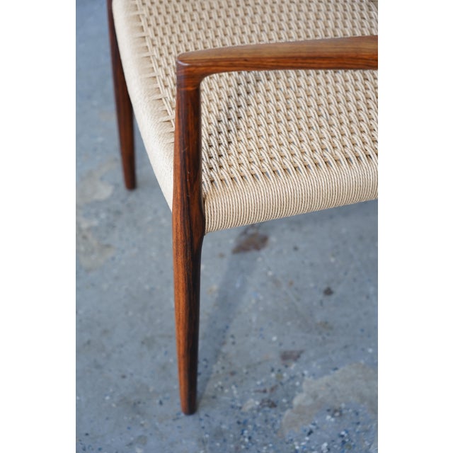 1960s Set of 6 Danish Modern Niels Otto Møller Rosewood Papercord Dining Chairs Models 57 & 77 For Sale - Image 15 of 17