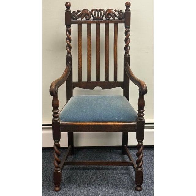 Early 20th Century Barley Twist Carved Dining Chairs - Set of 4 For Sale - Image 4 of 12