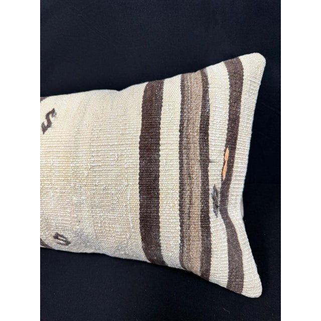 Turkish Hemp Pillow Cushion Natural Beige Brown Cushion Cover 14"x40" For Sale - Image 4 of 4