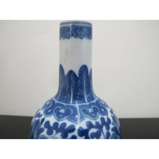 Chinese Blue & White Porcelain Lotus Flower Small Bud Vase For Sale - Image 4 of 7