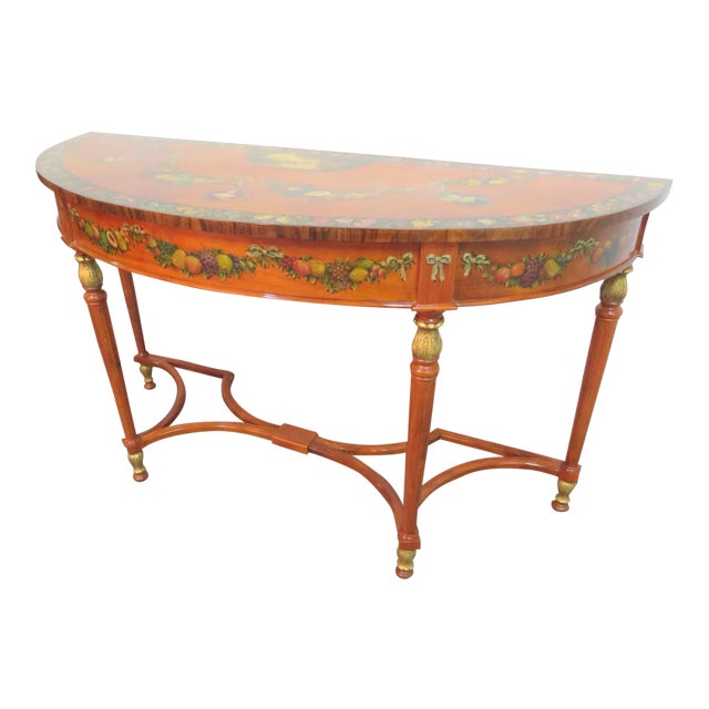 Adams Style Mahogany Paint Decorated Console Table For Sale