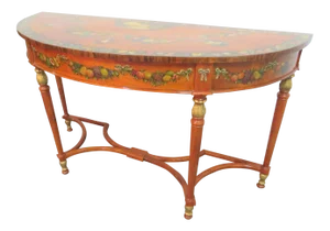 Adams Style Mahogany Paint Decorated Console Table