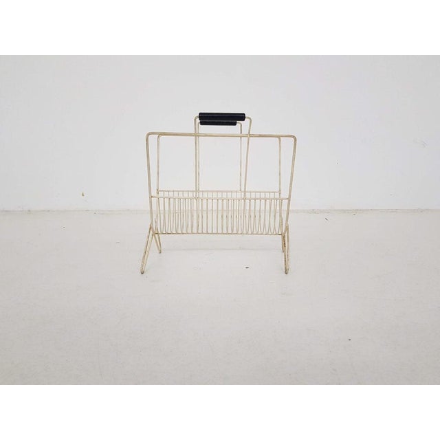 Metal White Metal Magazine Rack, 1950s For Sale - Image 7 of 7