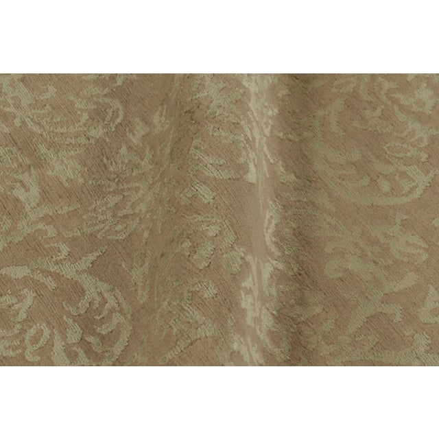 Textile Rug & Kilim’s European-Inspired Rug in Brown With Arabesque Patterns in Pale Green For Sale - Image 7 of 9