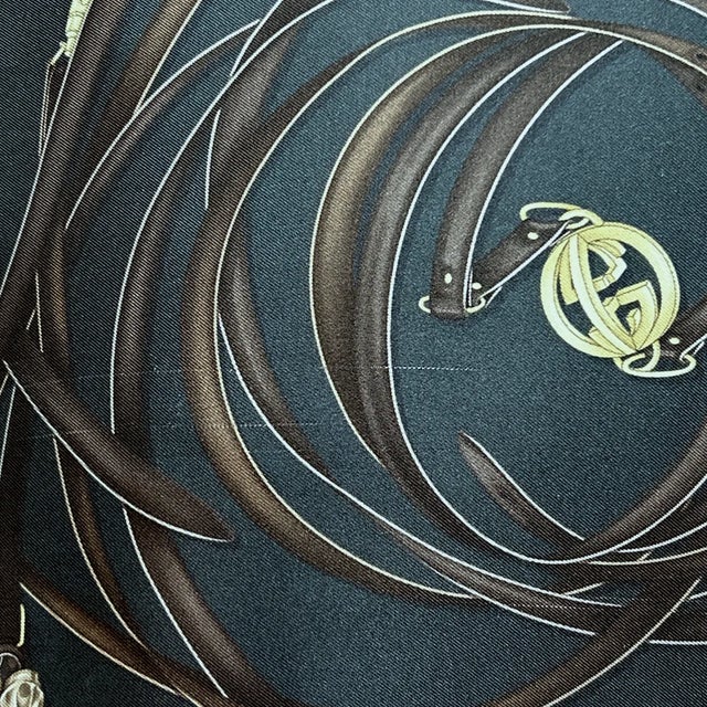 Gucci Gucci Harness Tassel Charcoal Gray Vintage Silk Scarf Pillow For Sale - Image 4 of 4