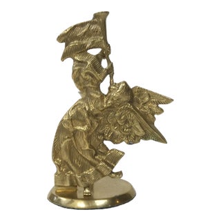 Vintage Brass Angel Motif Candlestick Holder For Sale