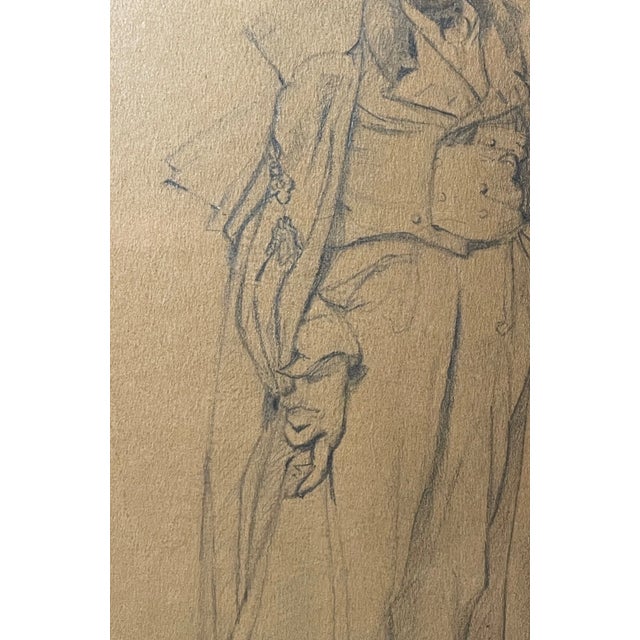 Antique 19th Century Original Dorothy Hammond Mason Man Realism Drawing Sketch For Sale - Image 10 of 13