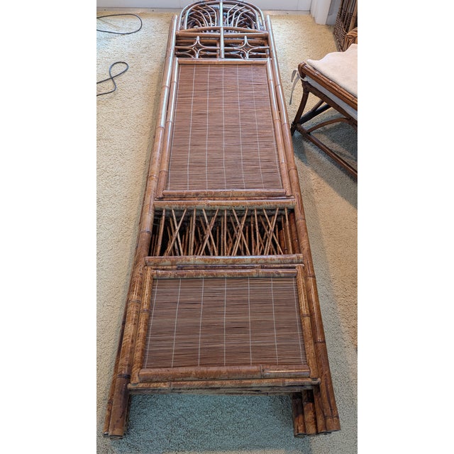 Vintage 6-Panel Bamboo Rattan Folding Room Divider Screen Arched Fan Top 1970's For Sale - Image 10 of 10
