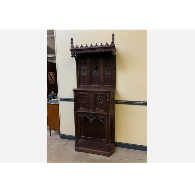 Brown Antique Neo-Gothic Cabinet, 1880 For Sale - Image 8 of 14