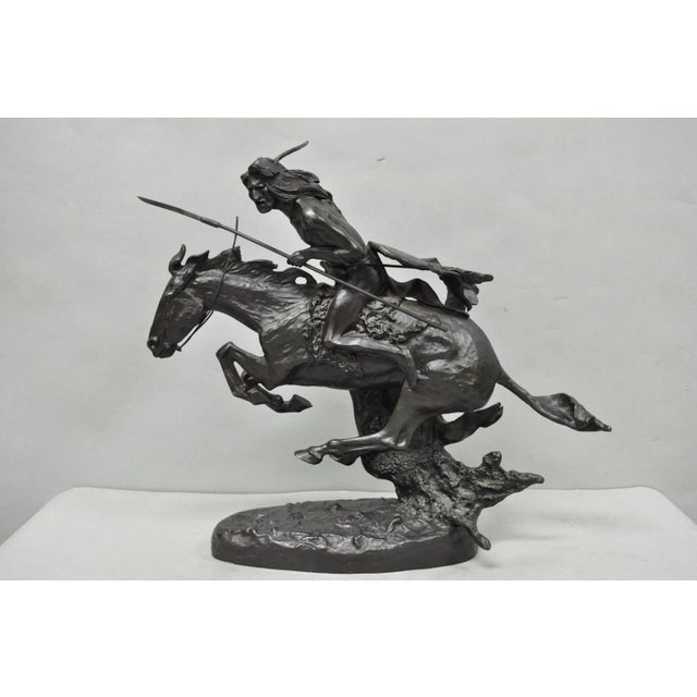 Late 20th Century Frederic Remington "Cheyenne" Lost Wax Cast Bronze Native American Sculpture For Sale - Image 17 of 17