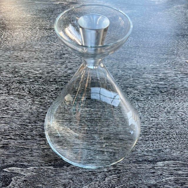Stunning crystal Pascal Mourgue designed and signed modern decanter with original stopper. Stands aproximately 10" tall...