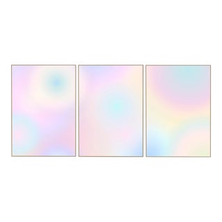 Abstract Atmosphere Lights, Giclée Print Triptych in Pastel Tones by Cyd Fontaine For Sale