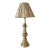 Vintage Large Brass Candlestick Lamp With Silk Pleated Shade For Sale