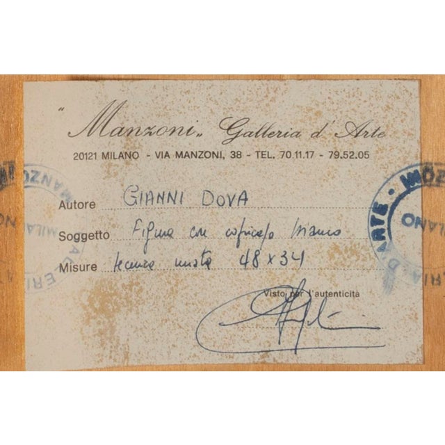 Gianni Dova, Figure with White Headdress, 1960, Mixed Media on Paper For Sale - Image 4 of 5