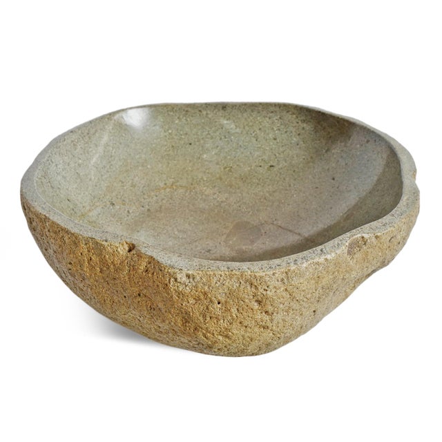 Vintage natural Javanese river rock with beautiful smooth polished bowl shape and organic surface on exterior. Great used...