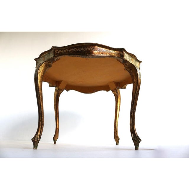 Brown Vintage Italian Florentine Giltwood Coffee Table, 1950 For Sale - Image 8 of 10