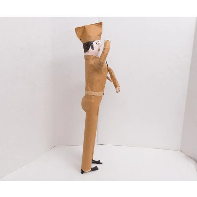 Mid 20th Century Large Folk Art Outsider Art Army Man Paper Mache Figure For Sale - Image 5 of 9