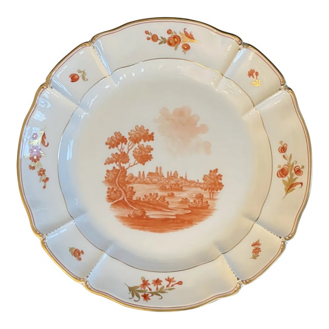 Vintage Large Nymphenburg Porcelain Charger Plate Munich Scene 1880 For Sale