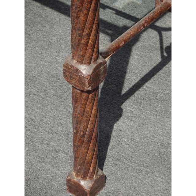 Vintage Diego Giocometti Iron Patinated Metal Dining Table Desk W Beveled Glass For Sale - Image 16 of 16