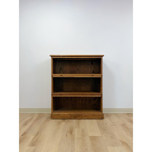 Brown Antique Oak Four-Piece Barrister Cabinet With Glass Flip-Up Doors for Library For Sale - Image 8 of 17