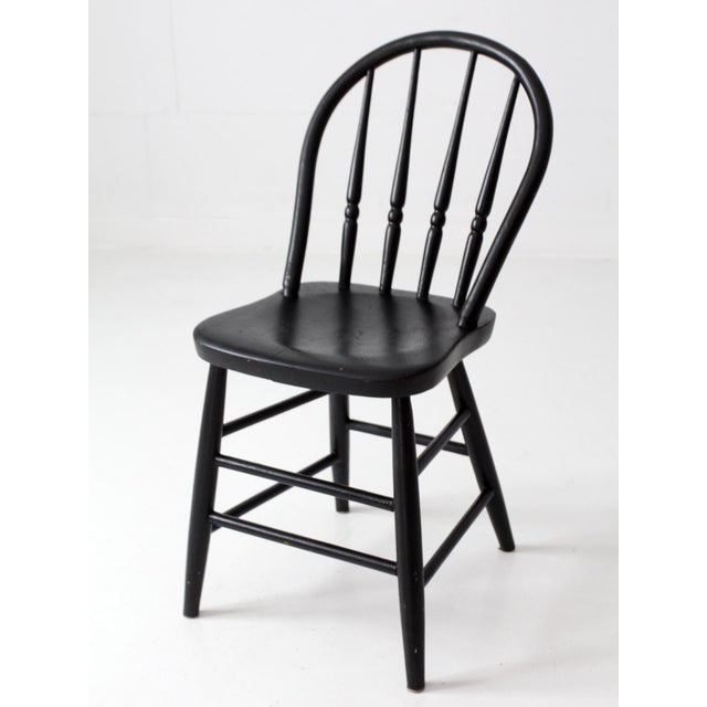 Vintage Black Painted Windsor Spindle Back Chair For Sale - Image 6 of 14
