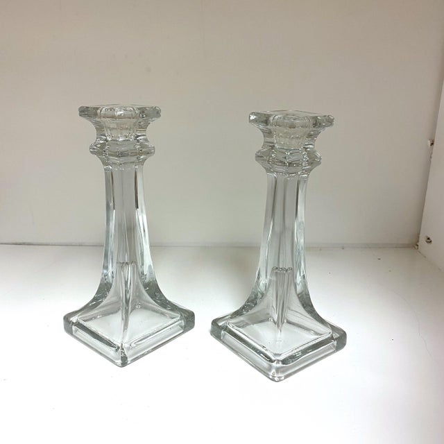 Vintage Pressed Glass Candle Holders a Pair Chairish