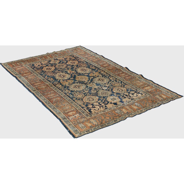 Doris Leslie Blau Vintage Striped White And Navy Blue Hand-Knotted Wool Rug For Sale In New York - Image 6 of 14