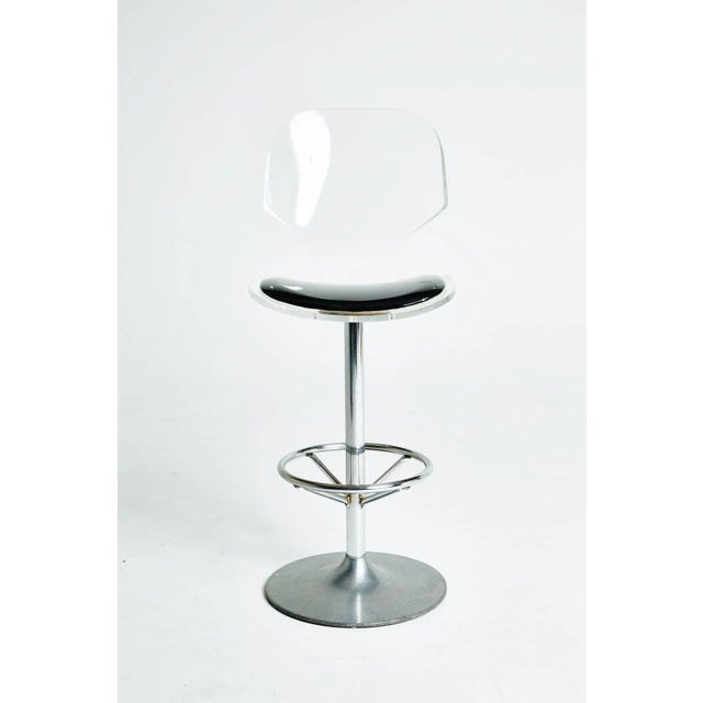 Charles Hollis Jones Post-Modern Lucite Barstools by Hill Mfg, circa 1980 - A Pair For Sale - Image 4 of 11