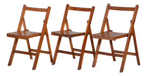 Mid-Century Beech Folding Chairs, 1950s, Set of 3