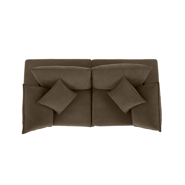 2020s Cali Chocolate Brown Performance Velvet Modular Loveseat For Sale - Image 5 of 7