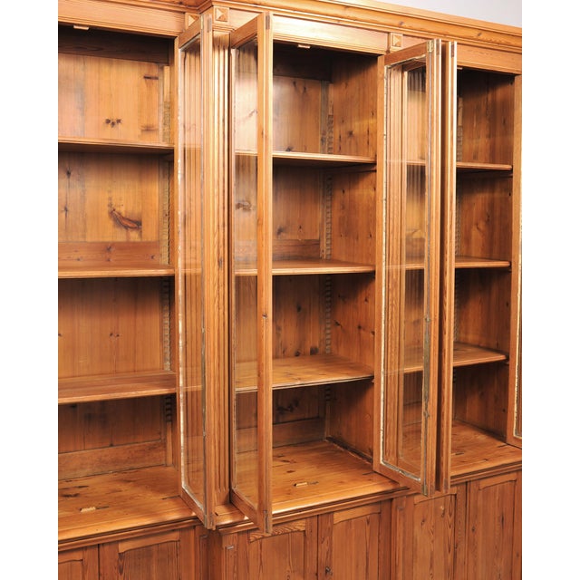 French Provincial Pine Library Bibliotheque Bookcase 10 Ft For Sale - Image 13 of 18