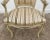 Painted Wood Arm Chair Vintage Venetian Style Carved Cream Green Floral Stripe For Sale In Philadelphia - Image 6 of 13