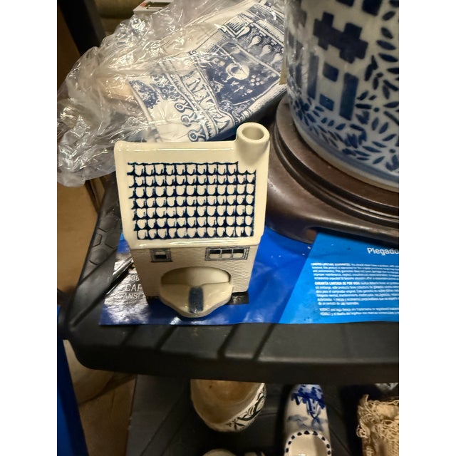 Traditional 1983 Vintage Delft Blue Holland Ceramic House Ashtray Chimney Smoker Blue White For Sale - Image 3 of 6