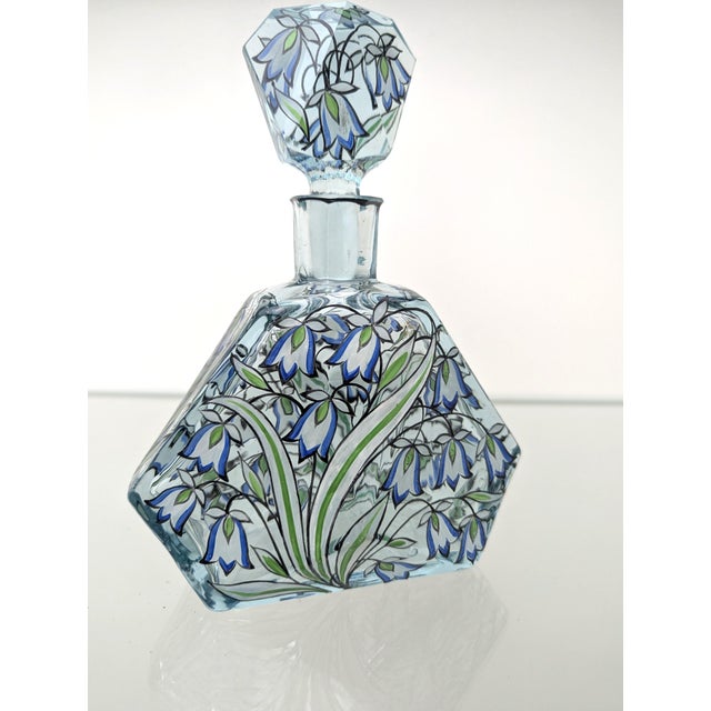 1930s Vintage Art Deco Carafe with Glasses in Hand-Painted Crystal Glass, 1930, Set of 5 For Sale - Image 5 of 17