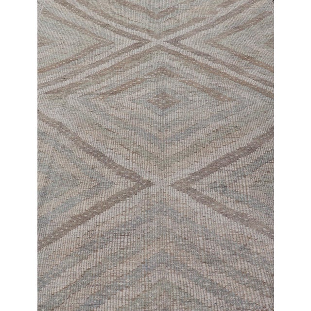 Tribal Vintage Turkish Embroidered Kilim Rug With All-Over Repeating Diamond Design For Sale - Image 3 of 14