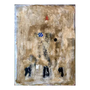 Unknown, French Pop Art Modernist Textured Painting Abstract With Stencilled Letters, c.1980