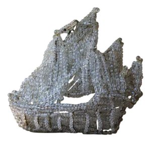 1950's Grand Scale Mid Century French Art Deco Maison Bagues Crystal Beaded Ship Galeon Chandelier