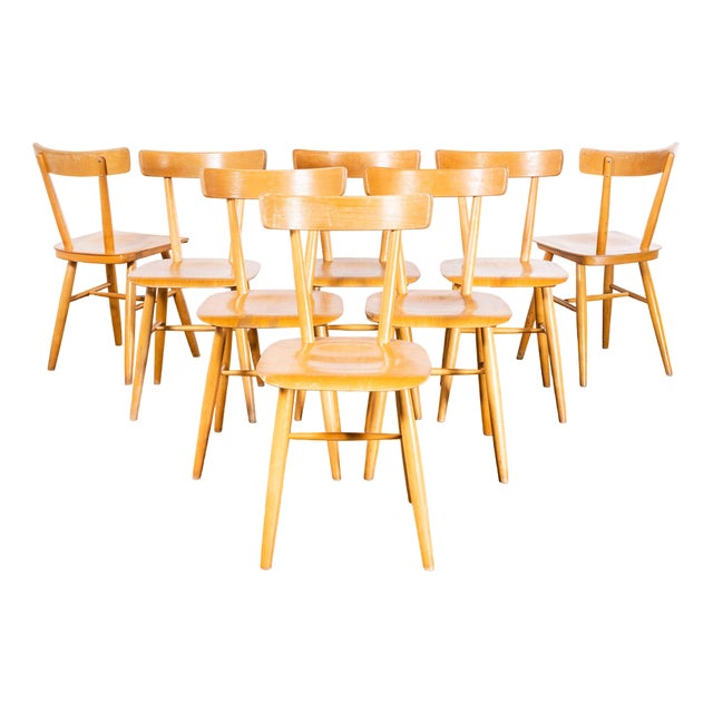 Vintage Dining Chair in Beech by Ton, 1960s, Set of 8 For Sale