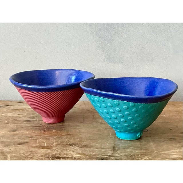 Late 20th Century Vintage Boho Studio Pottery Bowls - Set of 2 For Sale - Image 5 of 6