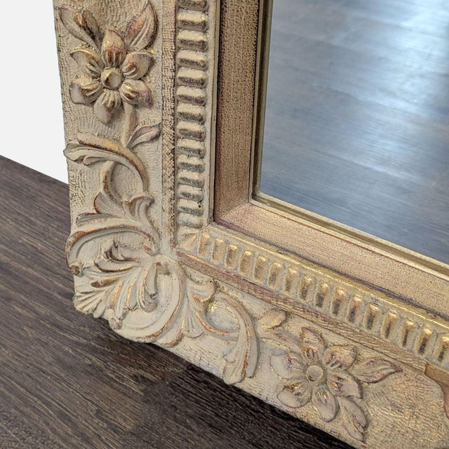 Carved Floral Wood Frame Mirror For Sale - Image 4 of 5