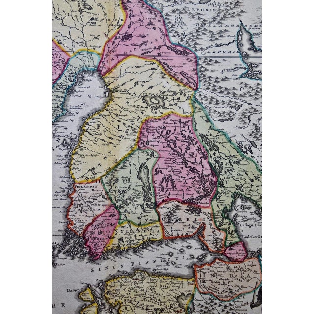 Sweden and Adjacent Portions of Scandinavia: A Hand-Colored 18th C. Homann Map, 1710 For Sale - Image 4 of 7