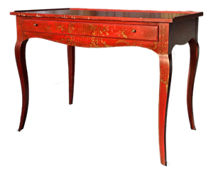 Vintage Chinoiserie Crimson Writing Desk – Hollywood Regency / Postmodern Eclectic