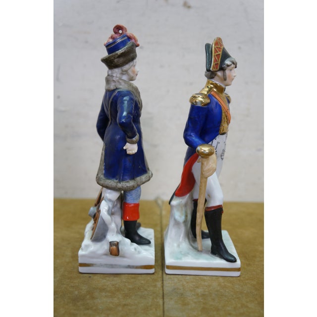 Blue Antique Sitzendorf Voigt Brothers Porcelain Napoleonic Soldier Figurines 8" For Sale - Image 8 of 15