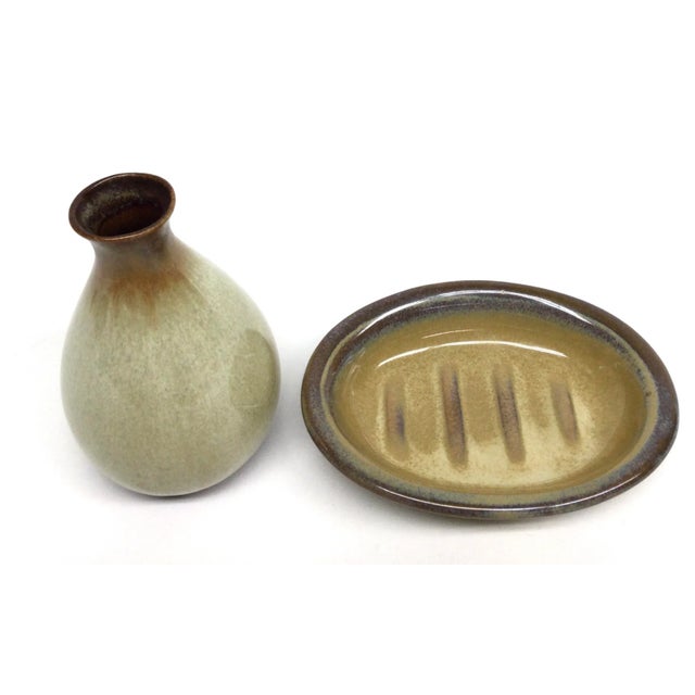 Vintage Studio Hand Turned Pottery Soap & Toothbrush Holder - a Set For Sale - Image 4 of 9