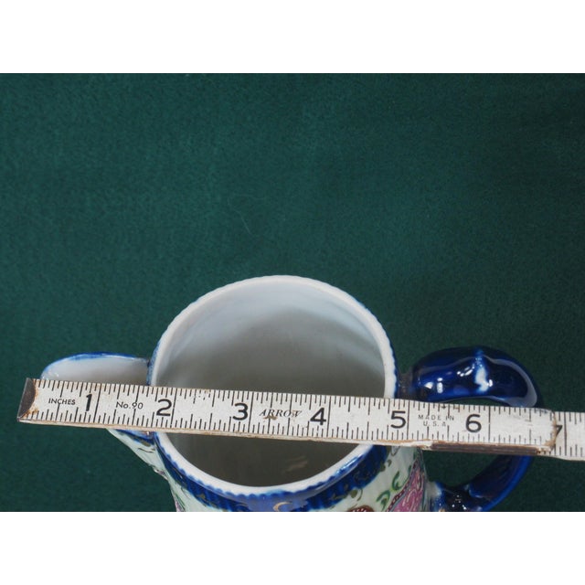 Chocolate Pot Antique Japanese Satsuma Figurine Oriental Pitcher Hand Painted For Sale - Image 17 of 18