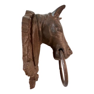 Cast Iron Horse Head With Ring for Holding Towels or Accent Design For Sale