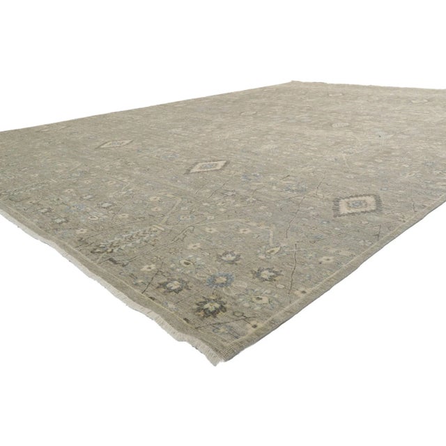 Contemporary Distressed rug with Modern Style 09'04 x 13'09. With its neutral colors and weathered beauty combined with...